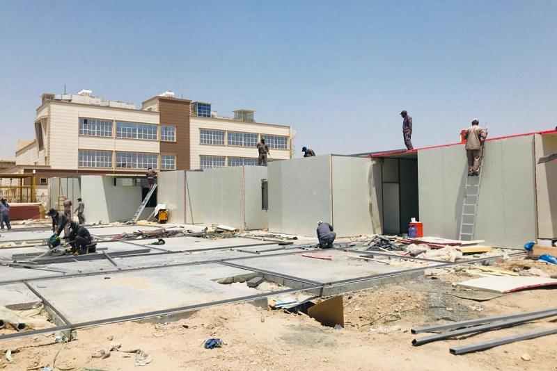 ملاكاتُ قسم الصيانة الهندسيّة تشرع بأعمال تغليف الجدران بمادّة (الجبسن بورد) لبناية الحياة السادسة  في محافظة المثنّى 