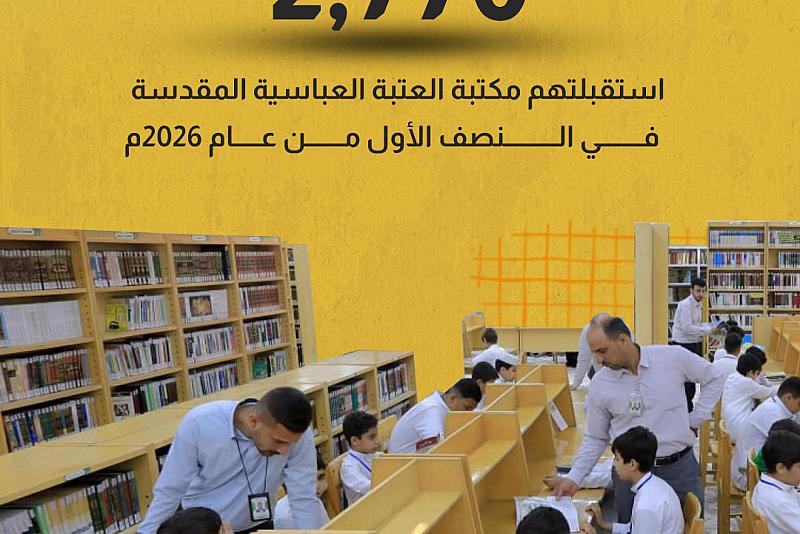 2770    زائرًا استقبلتهم مكتبة العتبة العباسية المقدسة في النصف الأول من عام 2026م
