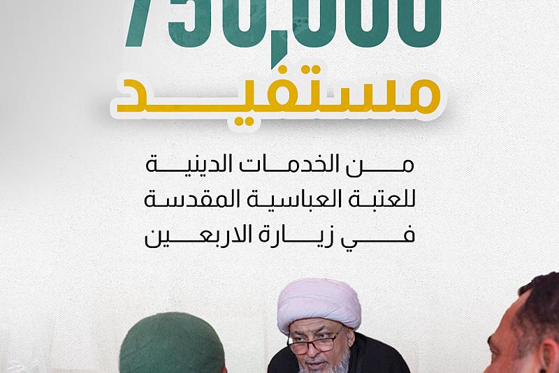 750,000 مستفيد من الخدمات الدينية للعتبة العباسية في زيارة الأربعين