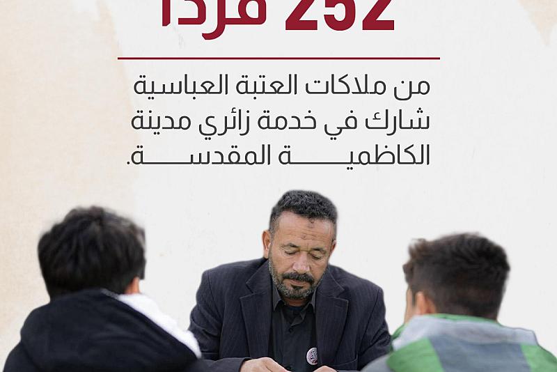 252 فردًا من ملاكات العتبة العباسية شارك في خدمة زائري مدينة الكاظمية المقدسة.