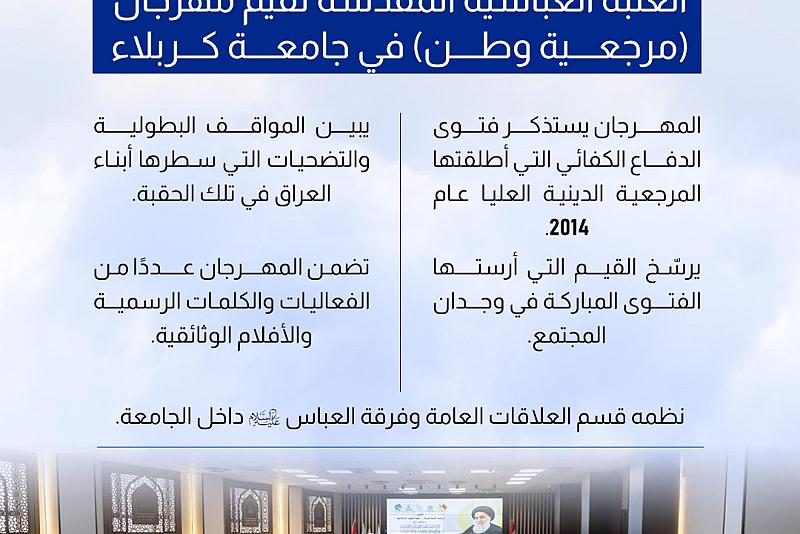 العتبة العباسية المقدسة تقيم مهرجان (مرجعية وطن) في جامعة كربلاء
