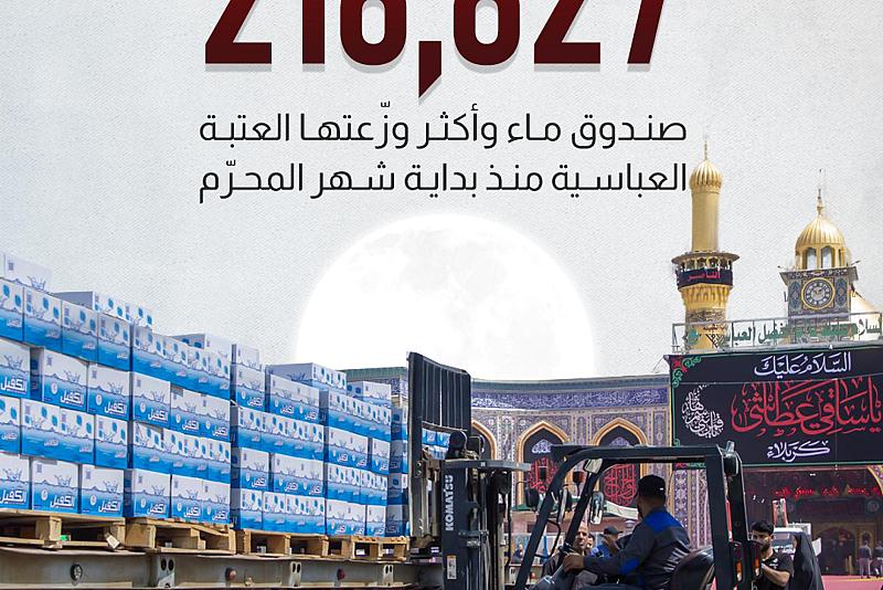   216,627 صندوق ماء وزّعته العتبة العباسية المقدسة منذ بداية شهر المحرّم 