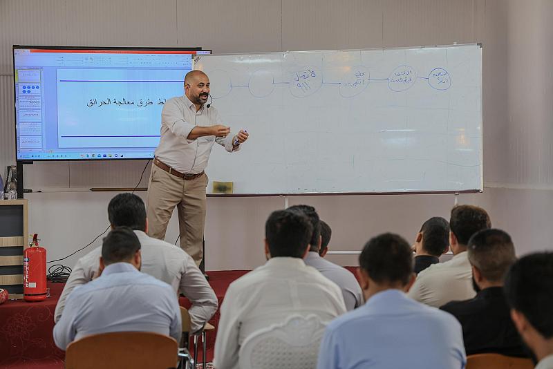 قسم الصيانة يقيم دورة عن طرائق معالجة الحرائق لملاكات العتبة العباسية المقدسة الجدد