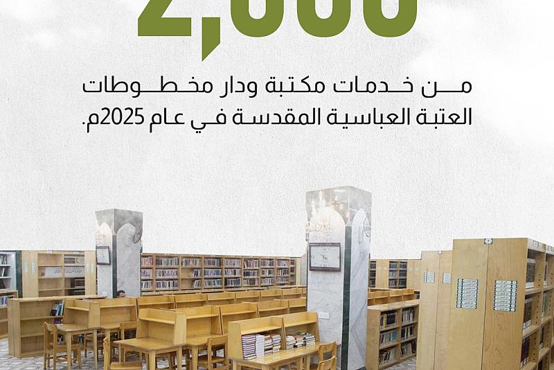 2600 مستفيد من خدمات مكتبة ودار مخطوطات العتبة العباسية المقدسة في عام 2025م