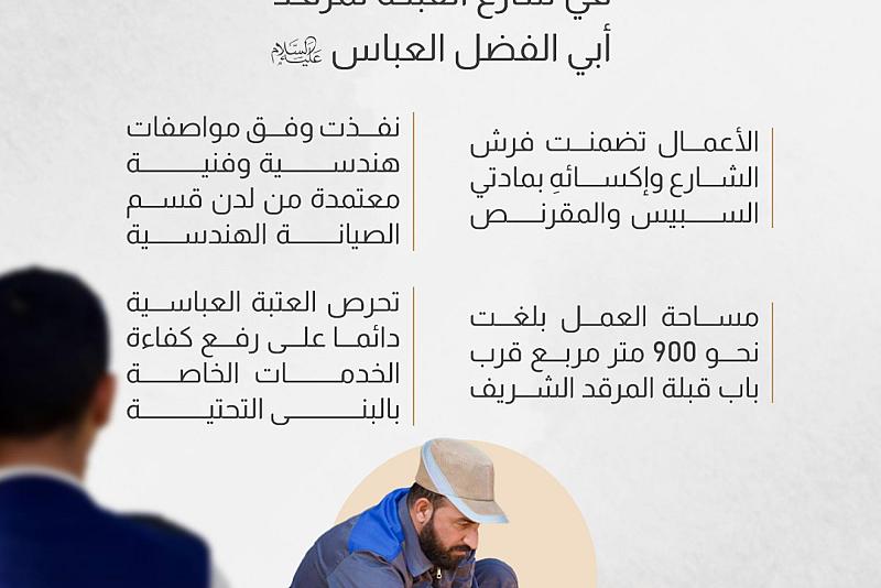 تواصل الاعمال الإنشائية في شارع القبلة لمرقد أبي الفضل العباس (عليه السلام) 