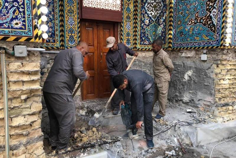 ملاكات قسم الصيانة الهندسية تنتهي من تهيئة الجزء الأخير من  مشروع إكساء إواوين صحن أبي الفضل العبّاس(عليه السلام)