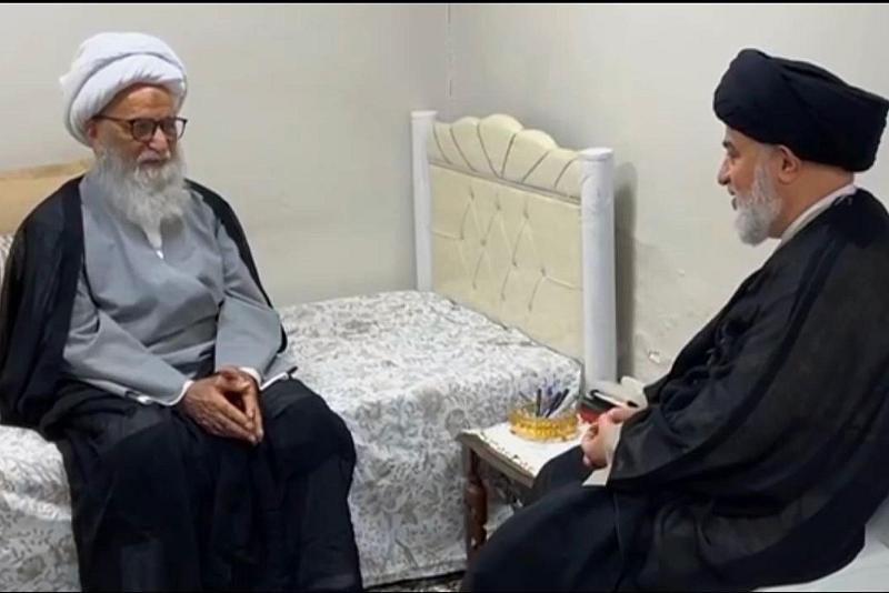 العلّامة السيّد أحمد الصافي يزور آية الله الشيخ بشير النجفي للاطمئنان على صحته