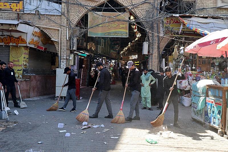 قسم الشؤون الخِدمية يواصل حملته لتنظيف المناطق المحيطة بالعتبة العبّاسية
