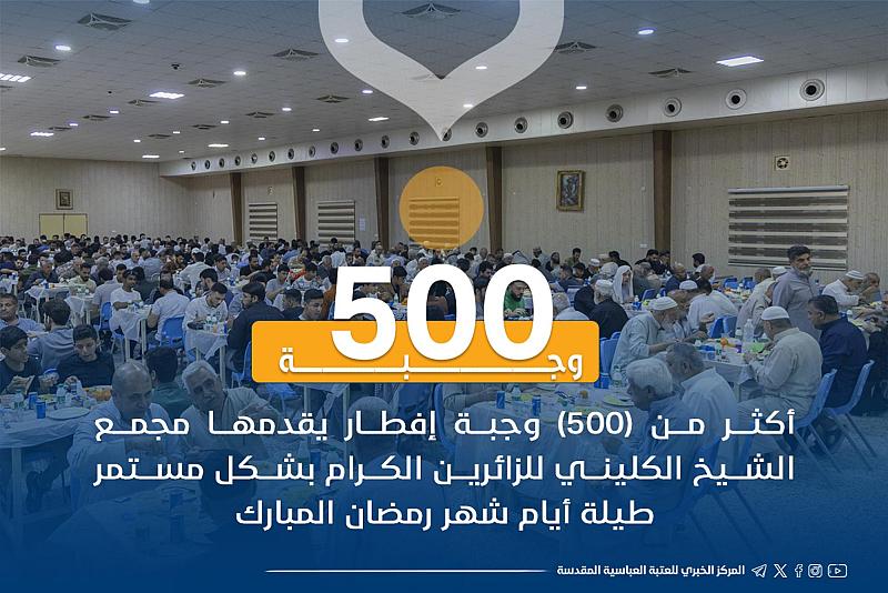 مجمع الشيخ الكليني يقدم 500 وجبة افطار للزائرين يوميا في شهر رمضان