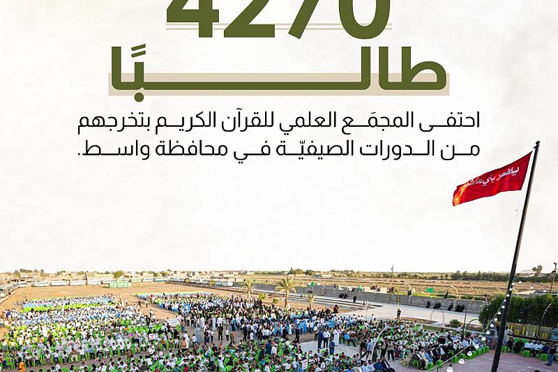 4270 طالبًا  احتفى المجمَع العلمي للقرآن الكريم بتخرجهم من الدورات الصيفيّة 