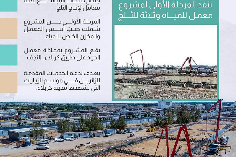 العتبة العباسية المقدسة تنفذ المرحلة الأولى لمشروع معمل للمياه وثلاثة للثلج
