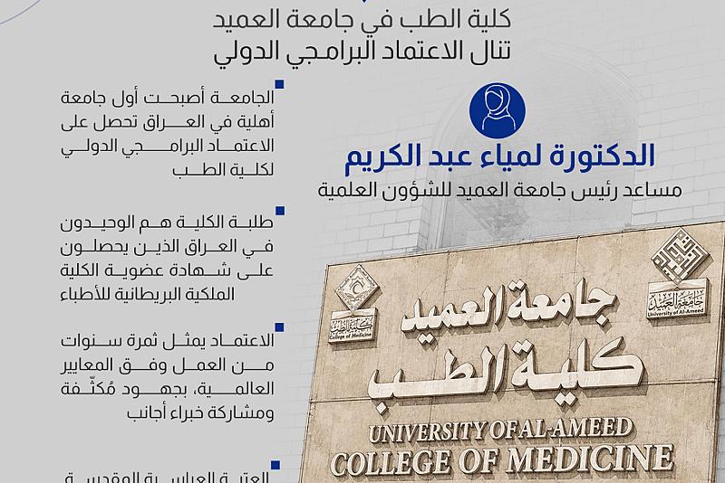 كلية الطب في جامعة العميد تنال الاعتماد البرامجي الدولي