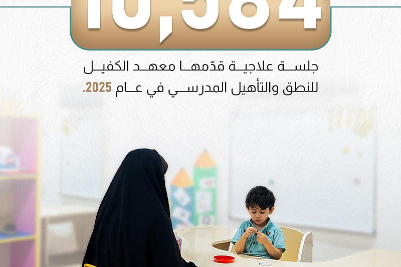 10,584 جلسة علاجية قدّمها معهد الكفيل للنطق والتأهيل المدرسي في عام 2025
