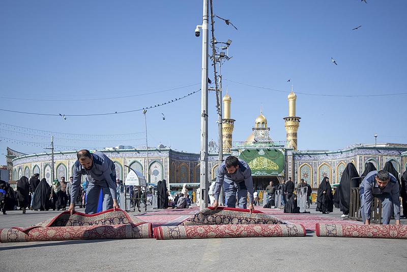 قسم الشؤون الخدمية يهيئ المساحات المحيطة بصحن أبي الفضل العباس (عليه السلام) للزائرين