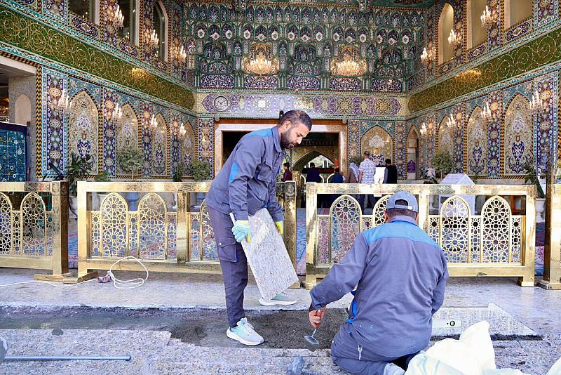 قسم الصيانة ينهي أعمال الإدامة الدورية في صحن مرقد أبي الفضل العباس (عليه السلام)