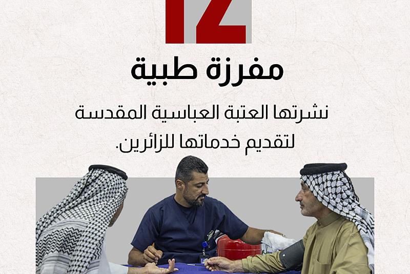 12 مفرزة طبية نشرتها العتبة العباسية المقدسة لتقديم خدماتها للزائرين