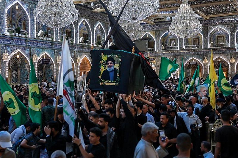تشييع النعش الرمزي للسيد الشهيد حسن نصر الله في العتبتين المقدستين