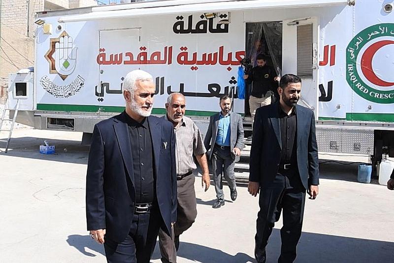 رئيس ديوان الوقف الشيعيّ يشيد بجهود العتبة العباسية في دعم النازحين اللبنانيين بسوريا
