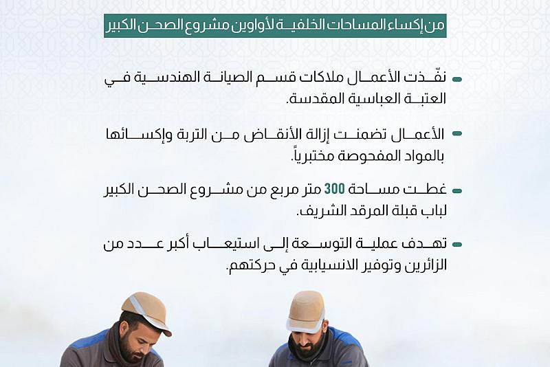المباشرة بالمرحلة الثانية من إكساء المساحات الخلفية لأواوين مشروع الصحن الكبير