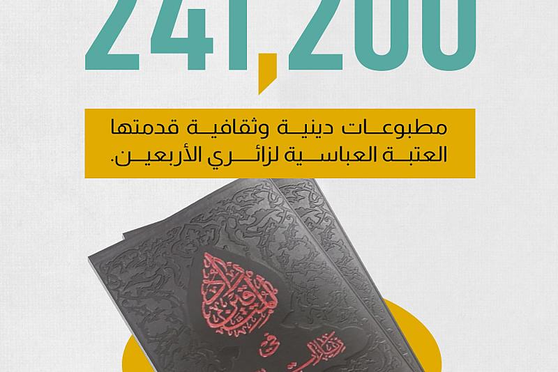 241,200 مطبوعات دينية وثقافية قدمتها العتبة العباسية لزائري الأربعين