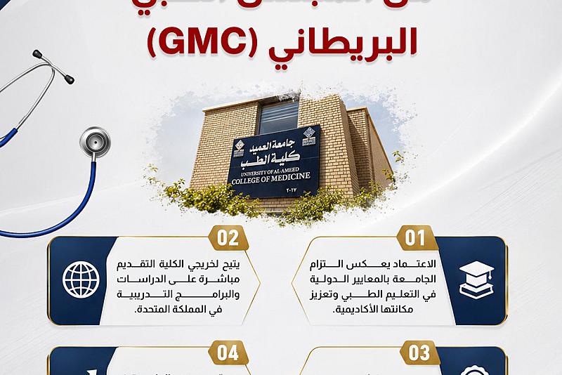 اعتماد شهادة خريجي طب جامعة العميد من المجلس الطبي البريطاني (GMC)