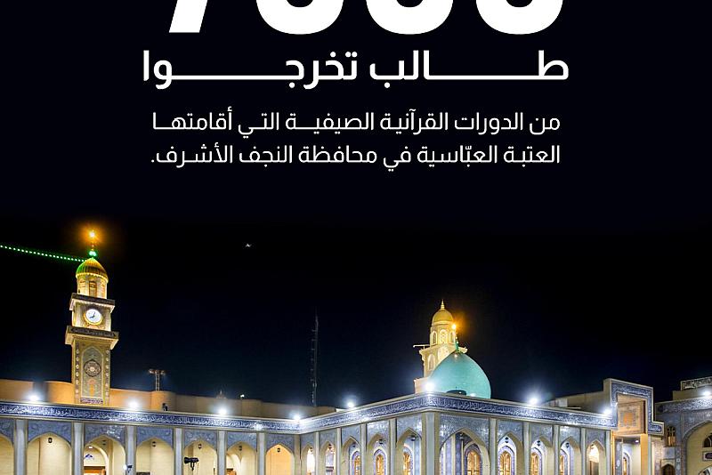 7000 طالب تخرّجوا من الدورات القرآنية الصيفية التي أقامتها العتبة العبّاسية في محافظة النجف الأشرف