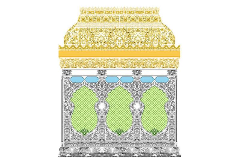 المصادقةُ على التصميم النهائيّ لشبّاك مرقد السيّدة زينب (عليها السلام) والمباشرة بالتحضيرات الخاصّة بتنفيذه
