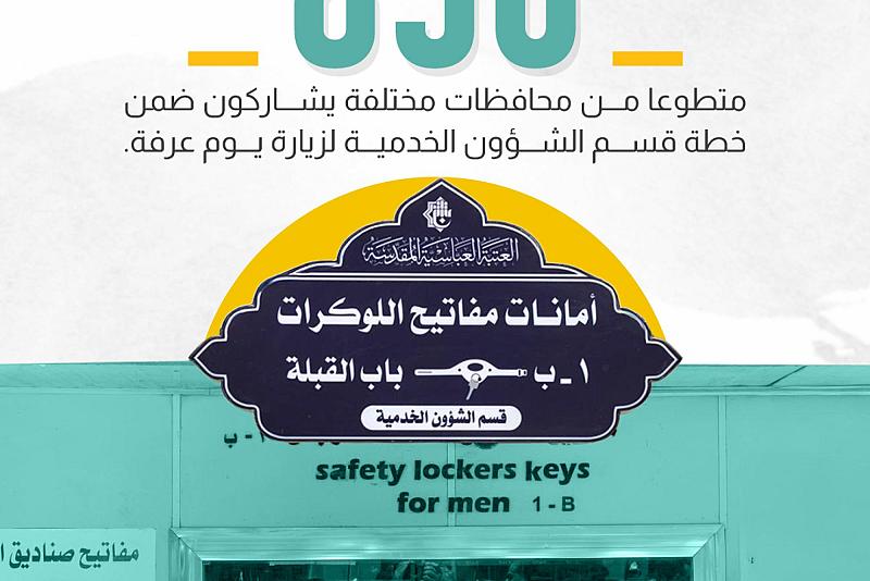 850 متطوعا من محافظات مختلفة يشاركون ضمن خطة قسم الشؤون الخدمية لزيارة يوم عرفة.