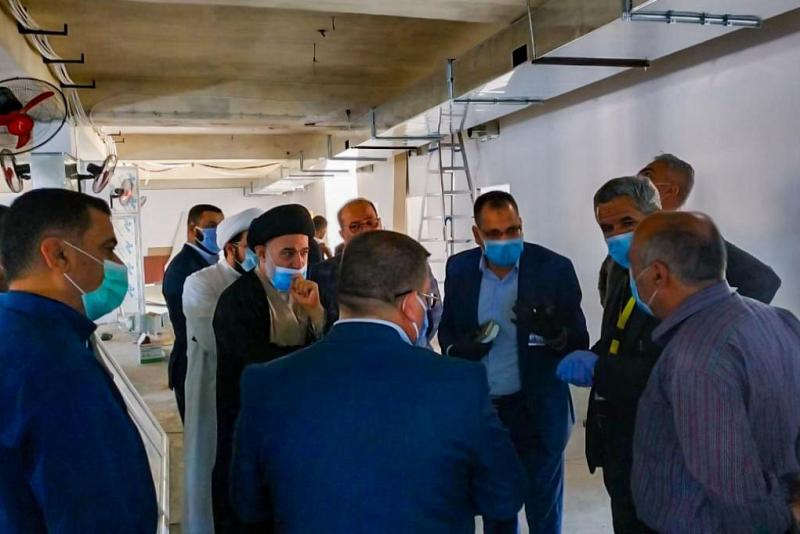 المتولّي الشرعيّ للعتبة العبّاسية المقدّسة يُجري جولةً ميدانيّة لمشروع ردهة المصابين بكورونا في مستشفى الهنديّة ويُثني على جهود العاملين فيه