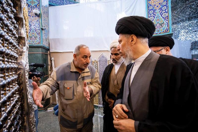 المشرف العام على حوزة المرجع الحكيم (قدس سره) في دمشق يشيد بصناعة شباك مرقد السيدة زينب (عليها السلام)