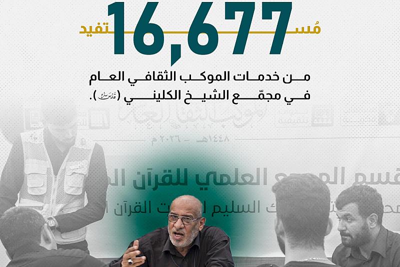 16677 مُستفيد من خدمات الموكب الثقافي العام في مجمّع الشيخ الكليني (قدّس سرّه).