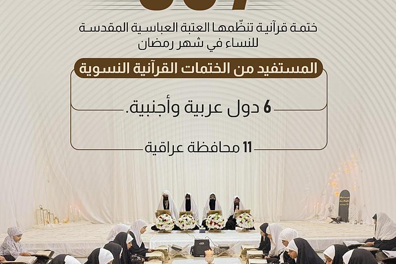 367 ختمة قرآنية تنظّمها العتبة العباسية المقدسة للنساء في شهر رمضان
