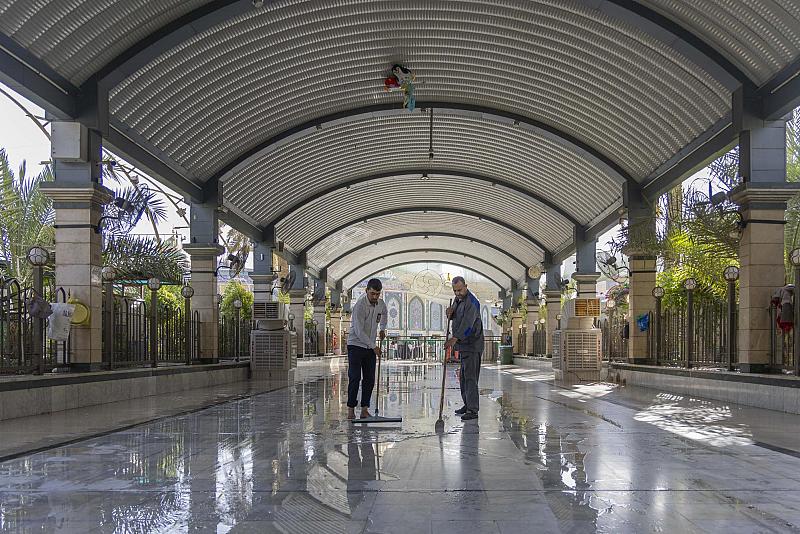 قسم بين الحرمين يهيِّئ الساحة الوسطية ويجري أعمال تشذيب أشجار حدائقها
