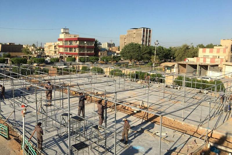 في وقتٍ قياسيّ: الانتهاءُ من أعمال الهيكل الحديديّ لمشروع بناية الحياة الرابعة في كربلاء وبنسبة 100%