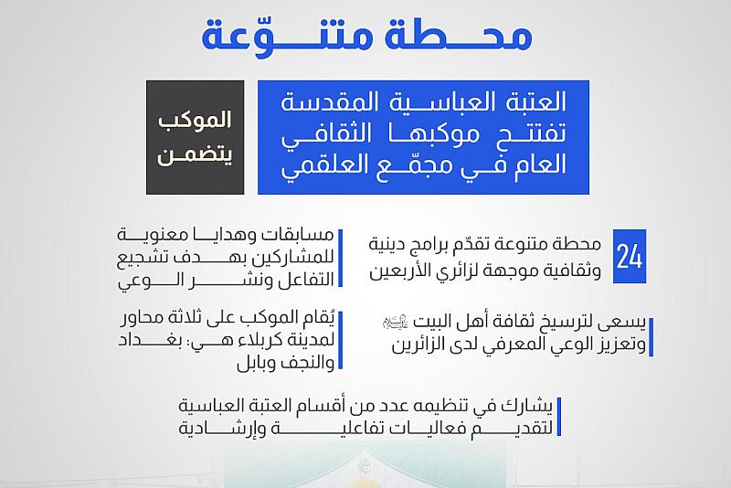   العتبة العباسية المقدسة تفتتح موكبها الثقافي العام في مجمّع العلقمي 