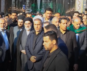 العتبتان المقدستان الحسينية والعباسية تشهدان مراسم تشييع آية الله السيد هادي السيستاني