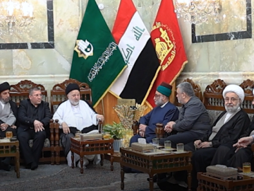 الوكيل العام للمرجعية الدينية العليا السيد جواد الشهرستاني يزور العتبة العباسية المقدسة ويلتقي أمينها العام وأعضاء مجلس إدارتها ومسؤولين فيها