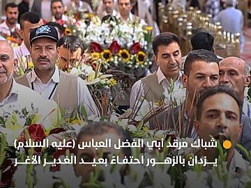 شباك مرقد أبي الفضل العباس (عليه السلام) يزدان بالزهور احتفاءً بعيد الغدير الأغر.